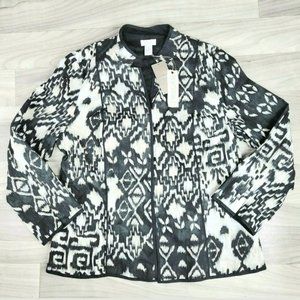 Chicos IKAT Reversible Janelle Patten Jacket Black/White Womens Size 1(Med) NWT
